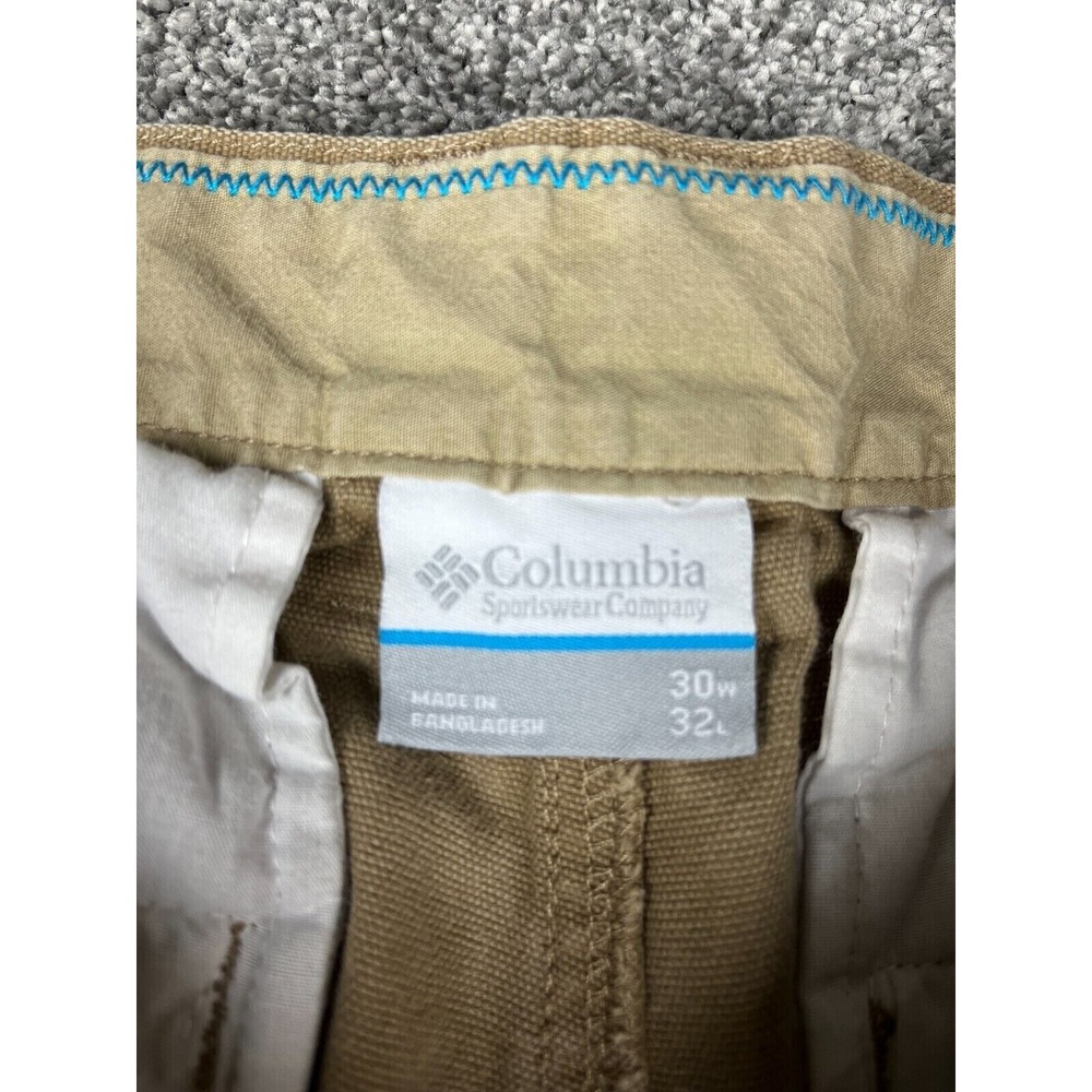 Columbia Cargo Pant Regular Fit Side Pocket Tan Canvas Cotton Mens 30x32 - Picture 2 of 16